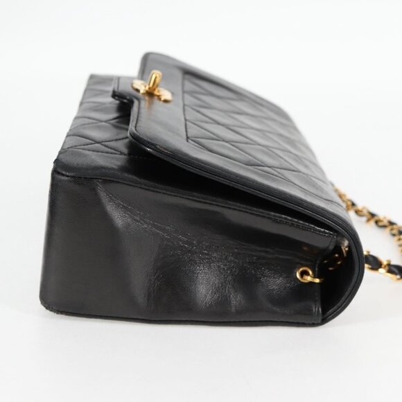 CHANEL Matelasse Chain Shoulder Bag Lamb Skin Black Gold CC Auth kk453A - Picture 5 of 16